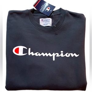 NWT Champion sweatshirt in grey rubber logo front relax fit men/women size L